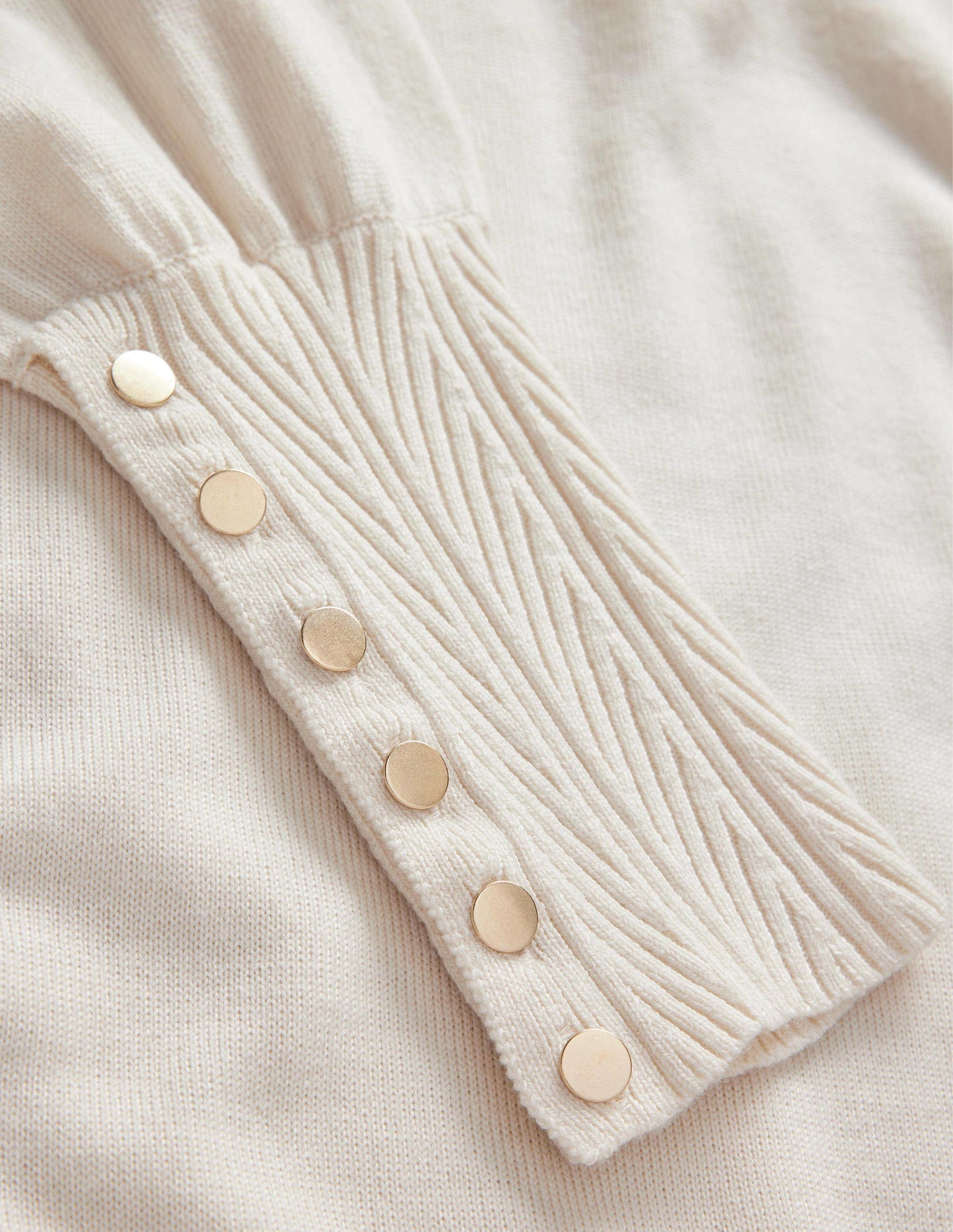 Button Cuff Merino Jumper-Warm Ivory
