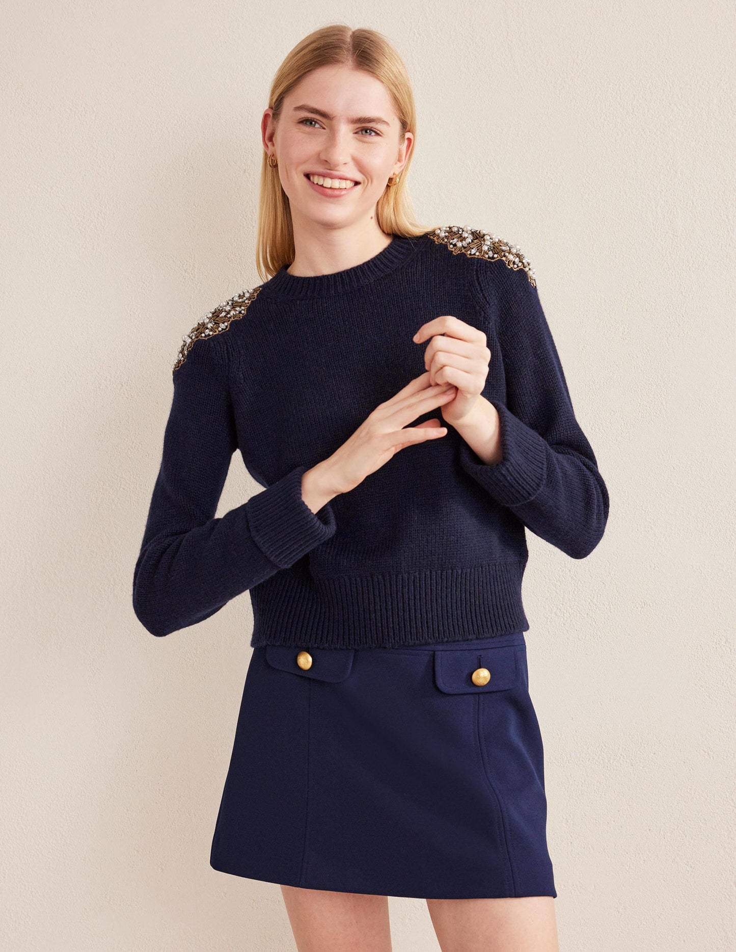 Embellished Jumper-Navy Embellishment