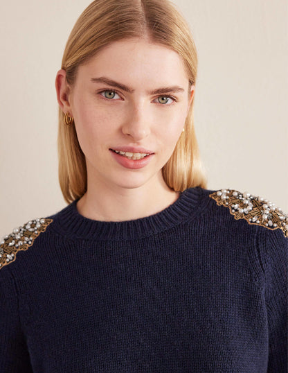 Embellished Jumper-Navy Embellishment-2