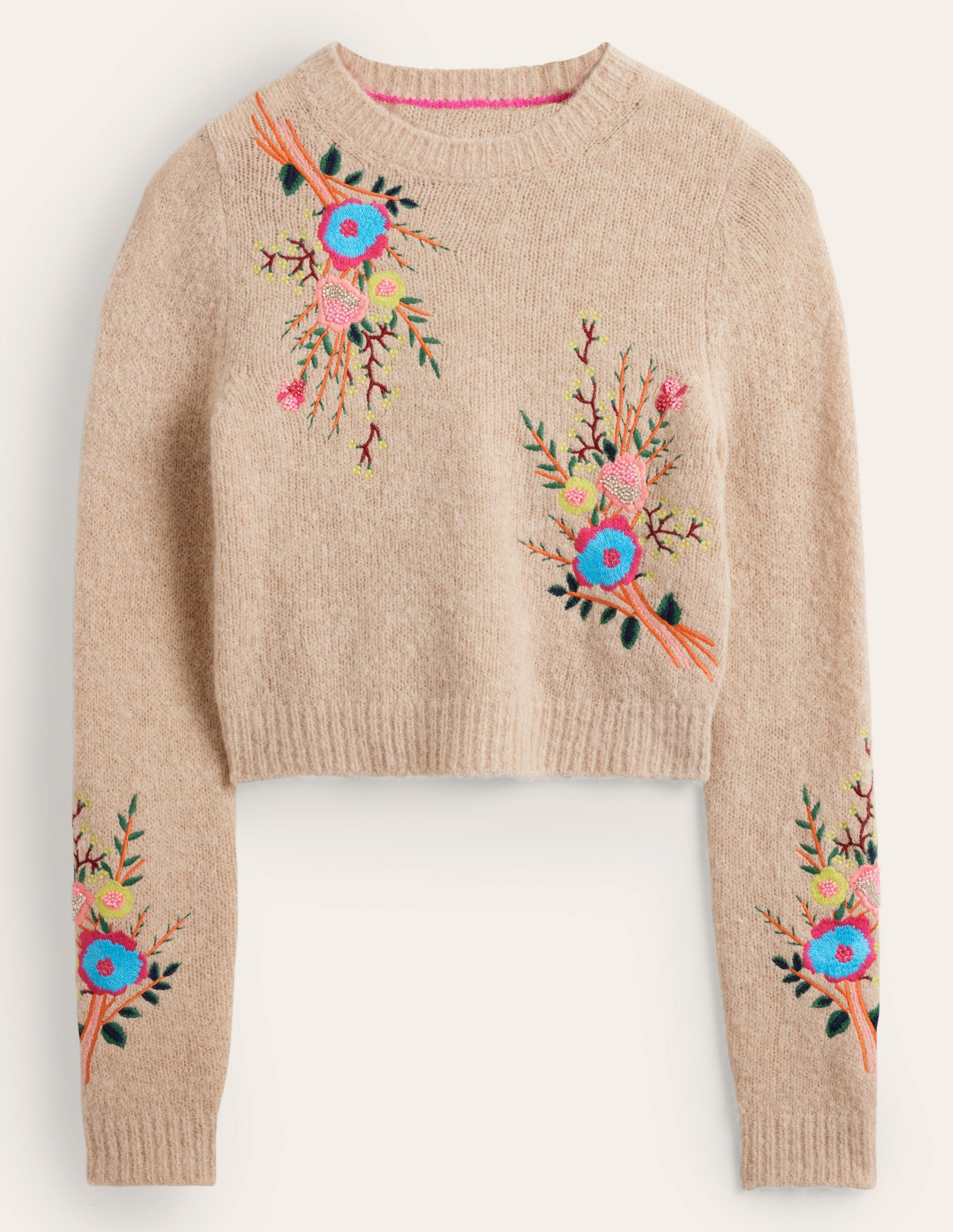 Fluffy Floral Detail Jumper-Chinchilla Melange Floral-6