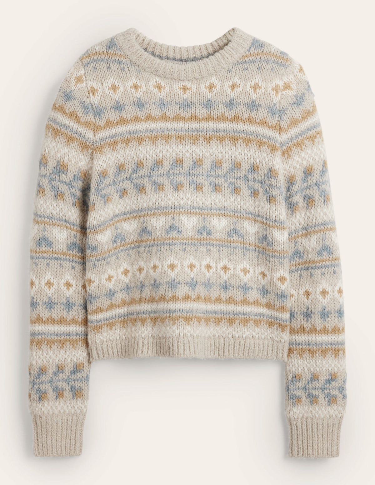 Fluffy Fair Isle Jumper-Oatmeal Melange Fairisle-5