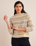 Fluffy Fair Isle Jumper-Oatmeal Melange Fairisle