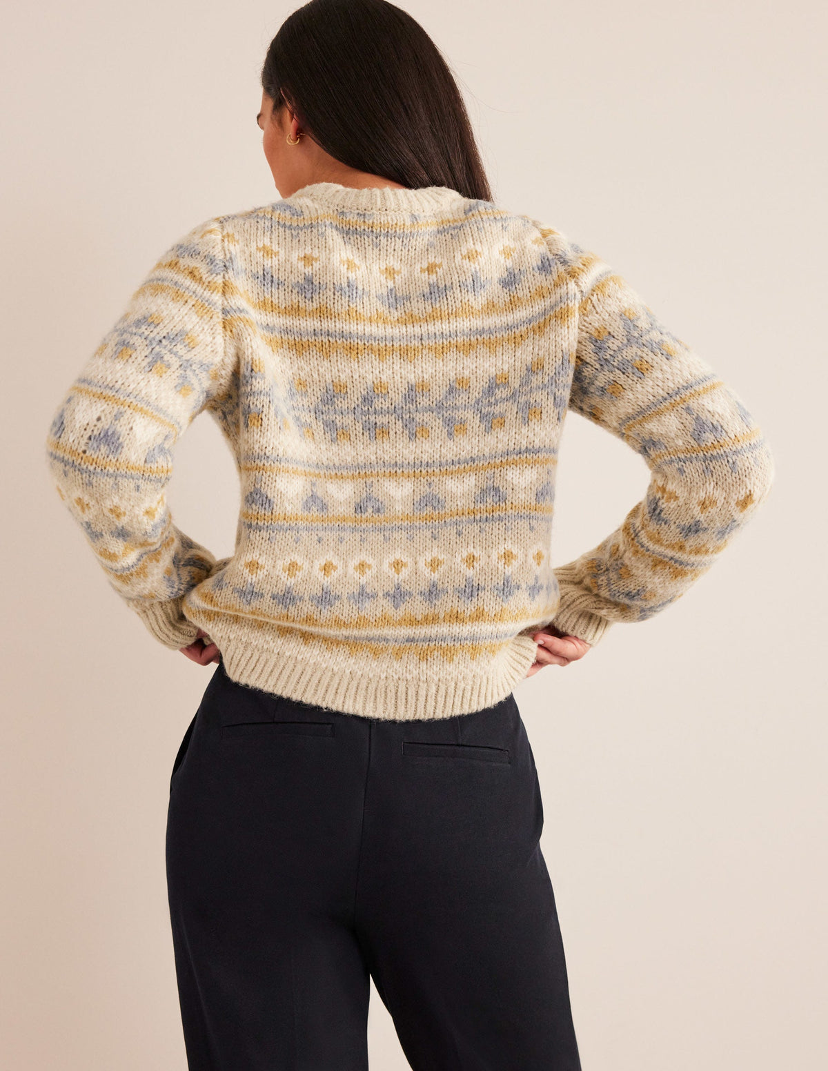 Fluffy Fair Isle Jumper-Oatmeal Melange Fairisle - Image 3