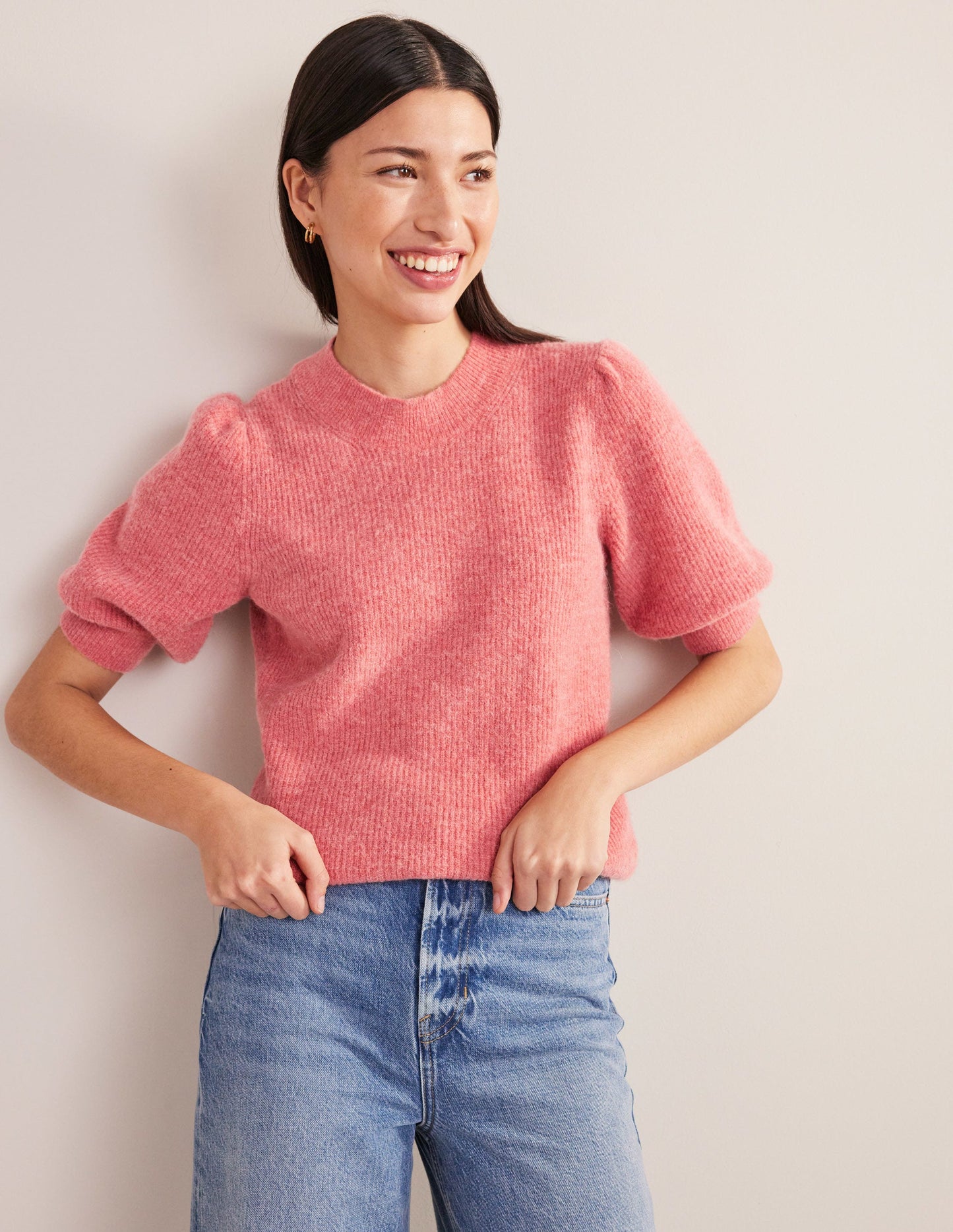 Ribbed Fluffy Top-Faded Rose