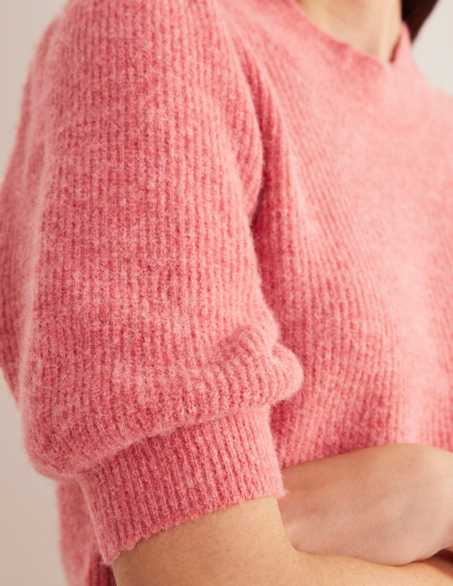 Ribbed Fluffy Top-Faded Rose