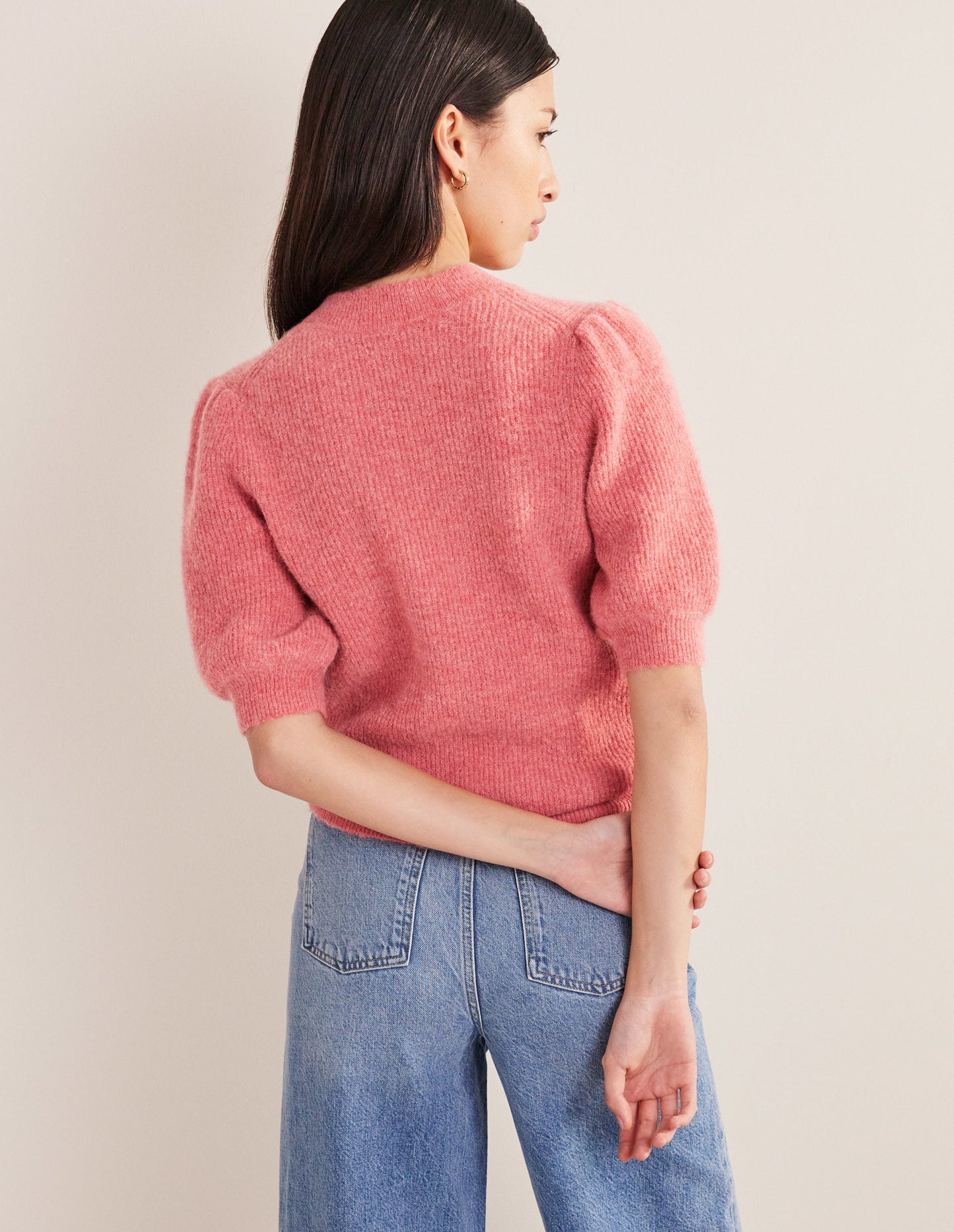 Ribbed Fluffy Top-Faded Rose