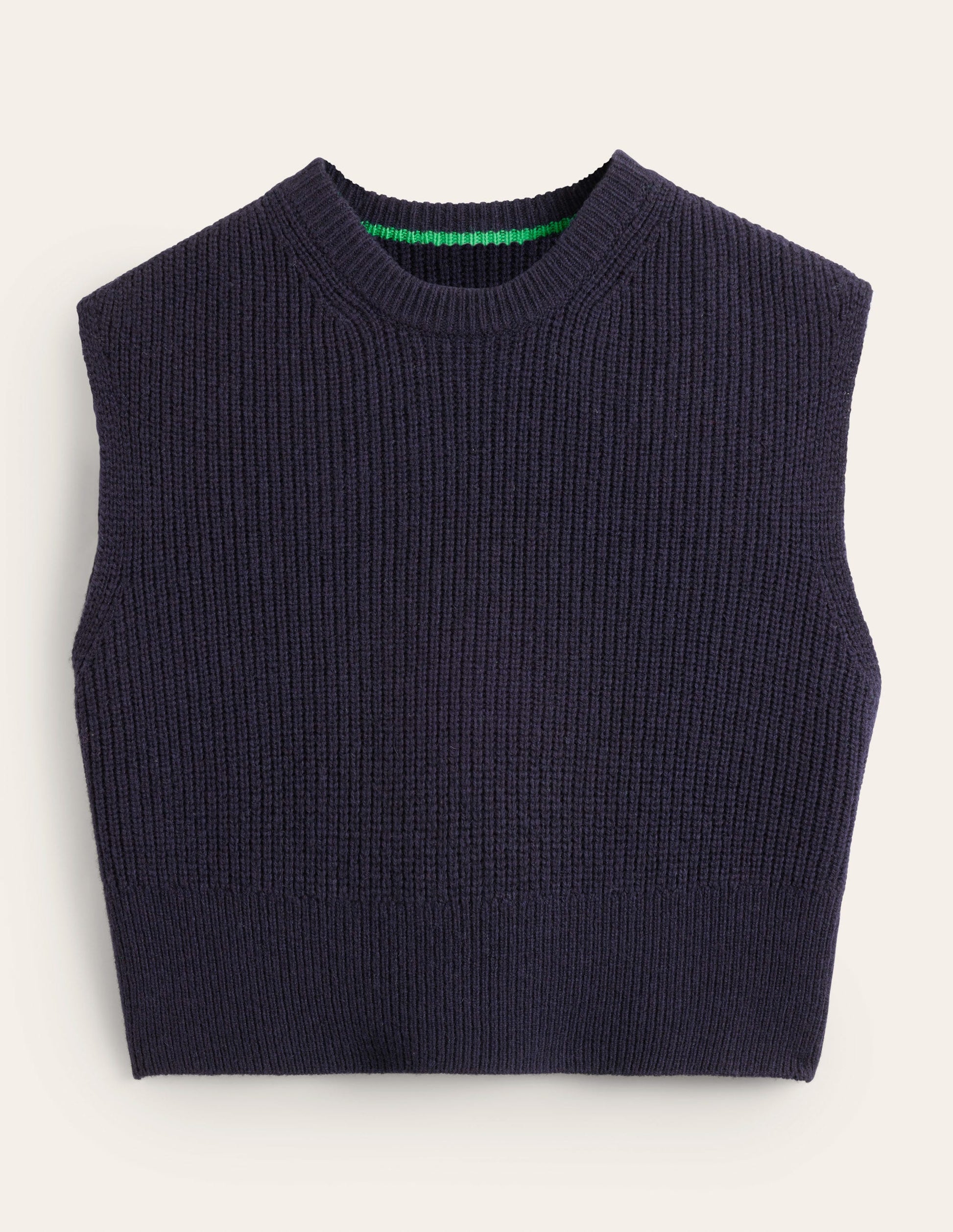 Cropped Ribbed Tank-Navy-6