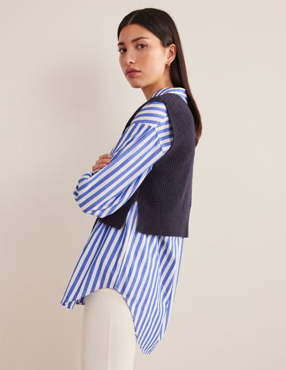 Cropped Ribbed Tank-Navy-4