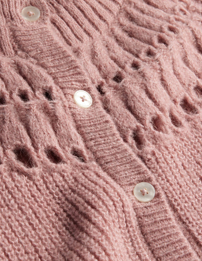 Fluffy Ruffle Cardigan-Dahlia Pink-3