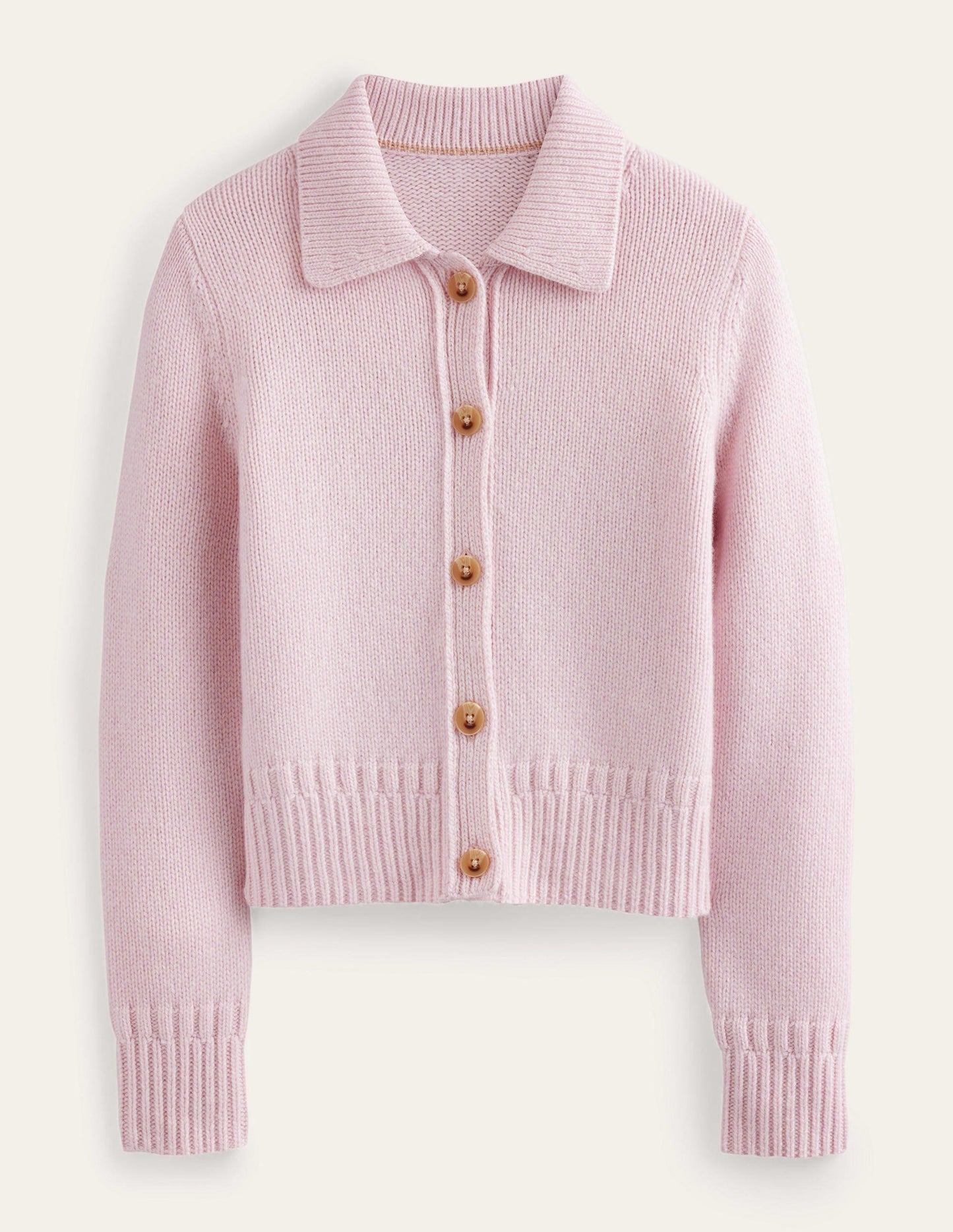 Collared Cashmere Cardigan-Marshmallow