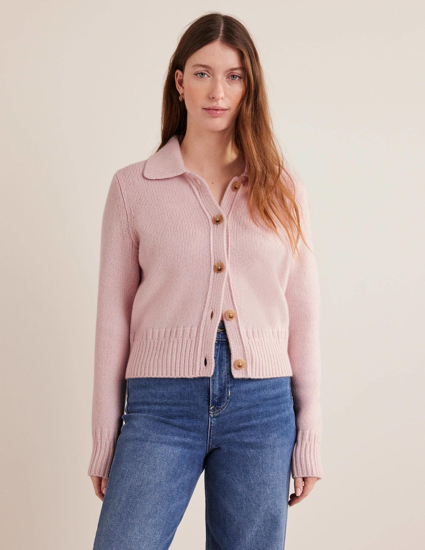 Collared Cashmere Cardigan-Marshmallow