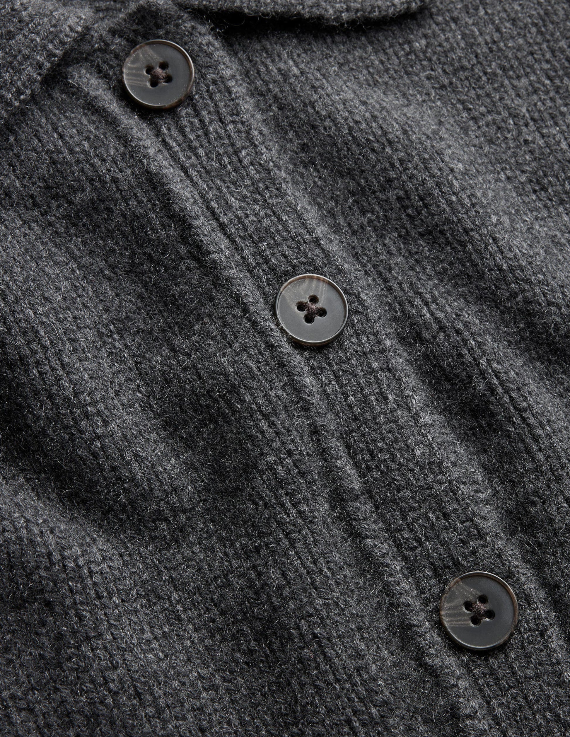Collared Cashmere Cardigan-Charcoal Melange-3