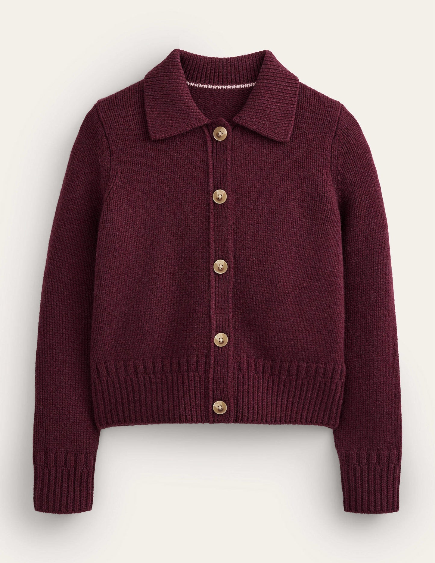 Collared Cashmere Cardigan-Mulled Wine Melange