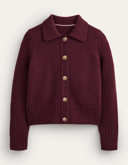 Collared Cashmere Cardigan-Mulled Wine Melange-5