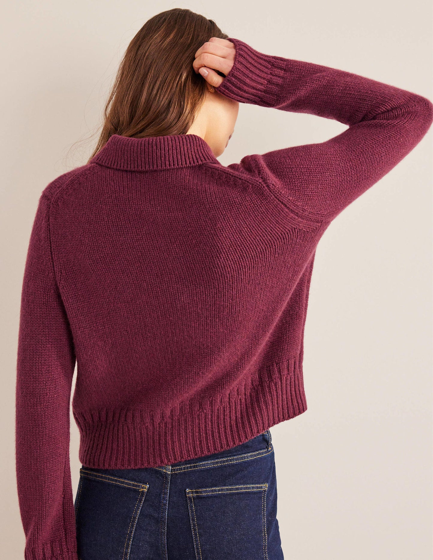 Collared Cashmere Cardigan-Mulled Wine Melange