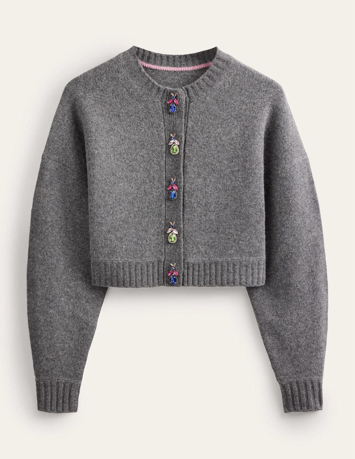 Embellished Bug Cardigan-Dark Grey Melange - Image 6