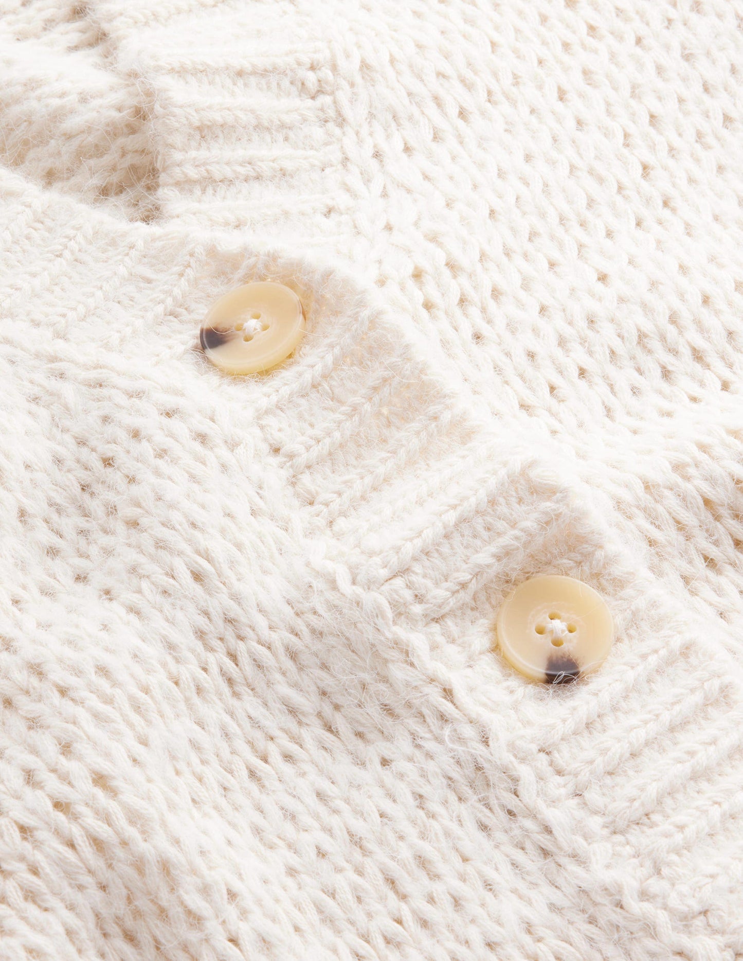 Fluffy Open Stitch Cardigan-Warm Ivory