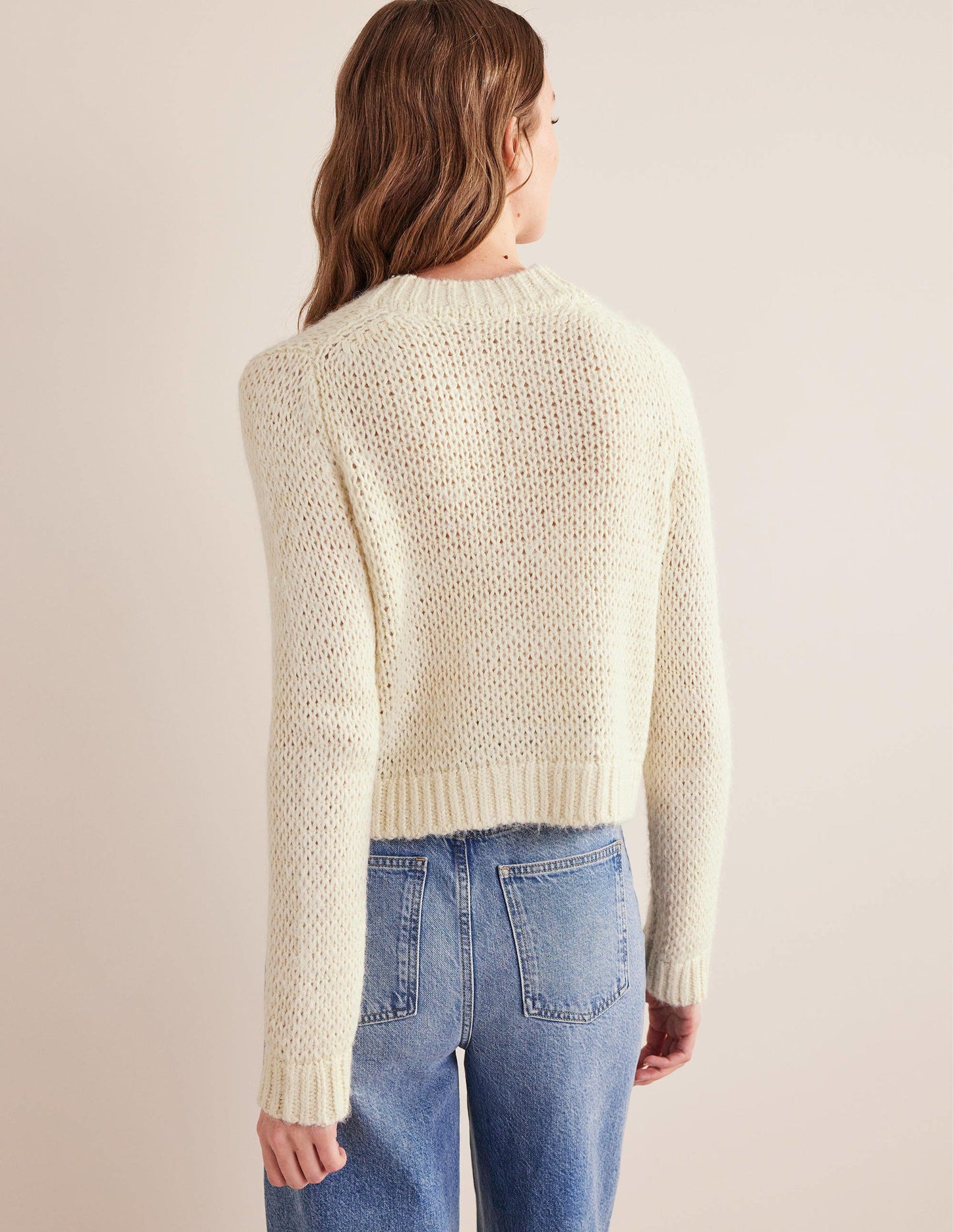 Fluffy Open Stitch Cardigan-Warm Ivory