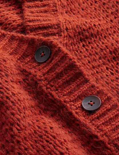 Fluffy Open Stitch Cardigan-Rust-6