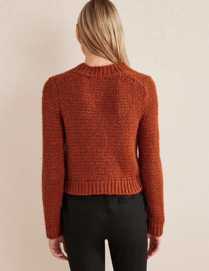Fluffy Open Stitch Cardigan-Rust-3