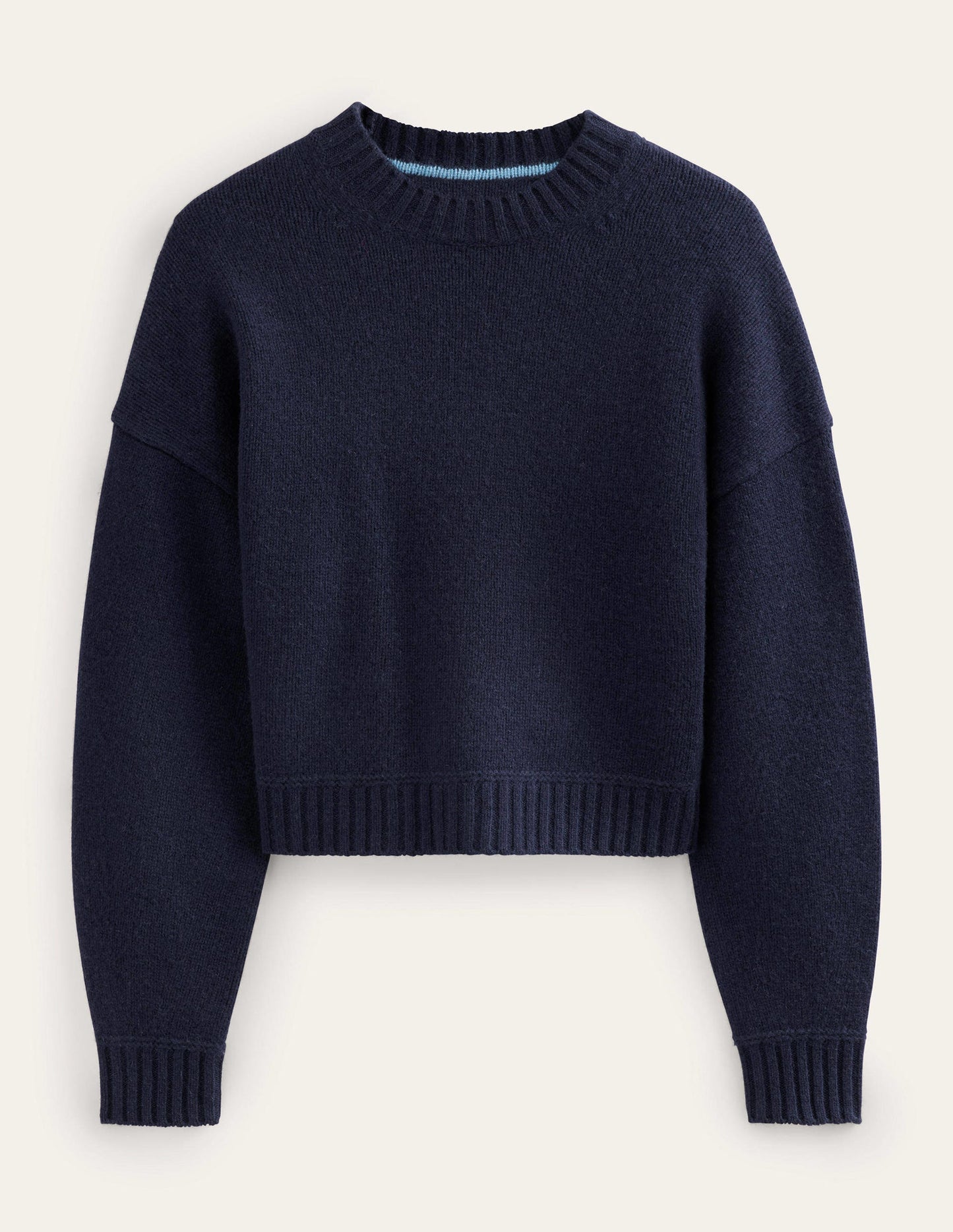 Brushed Wool Cropped Jumper-Navy