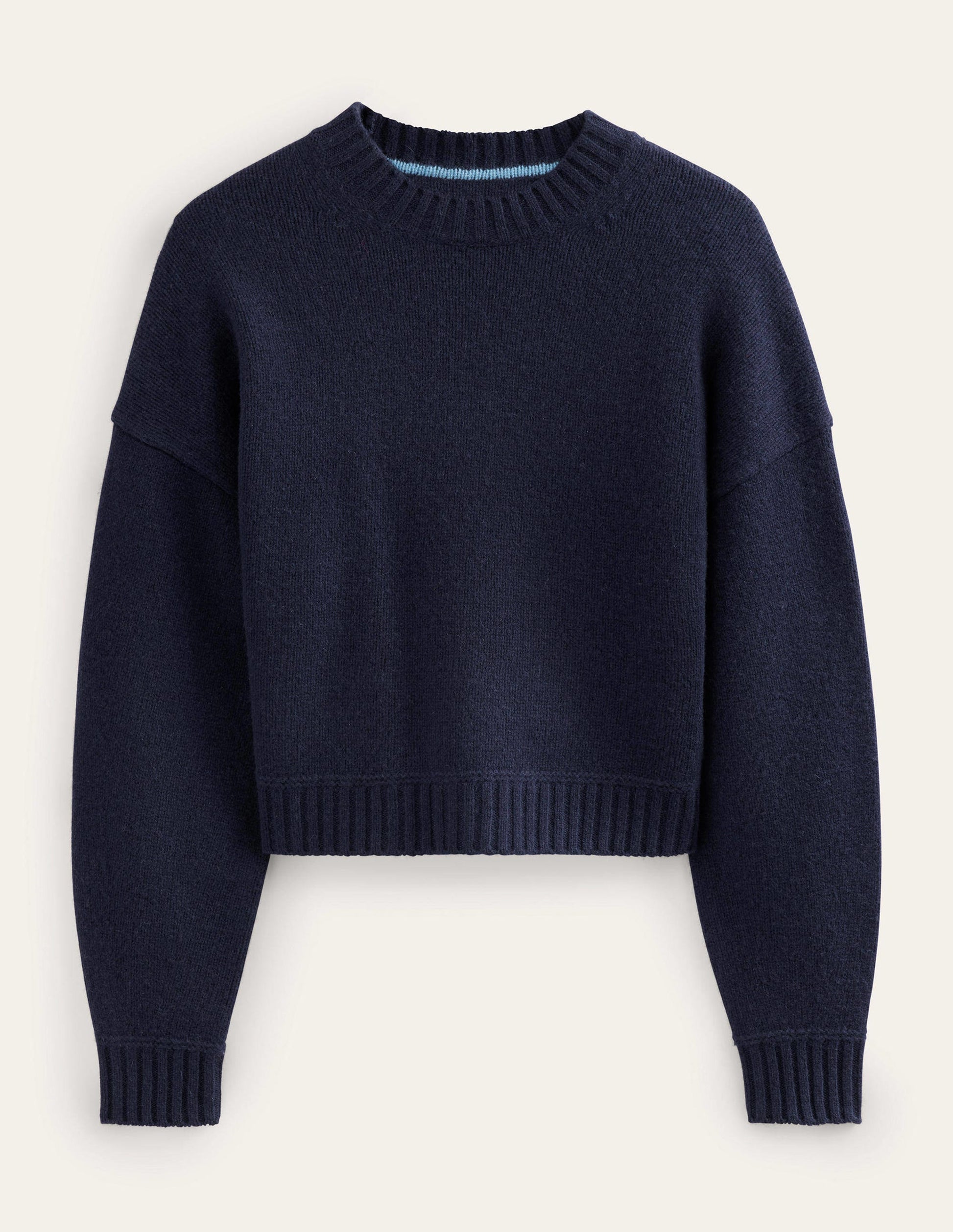 Brushed Wool Cropped Jumper-Navy-8