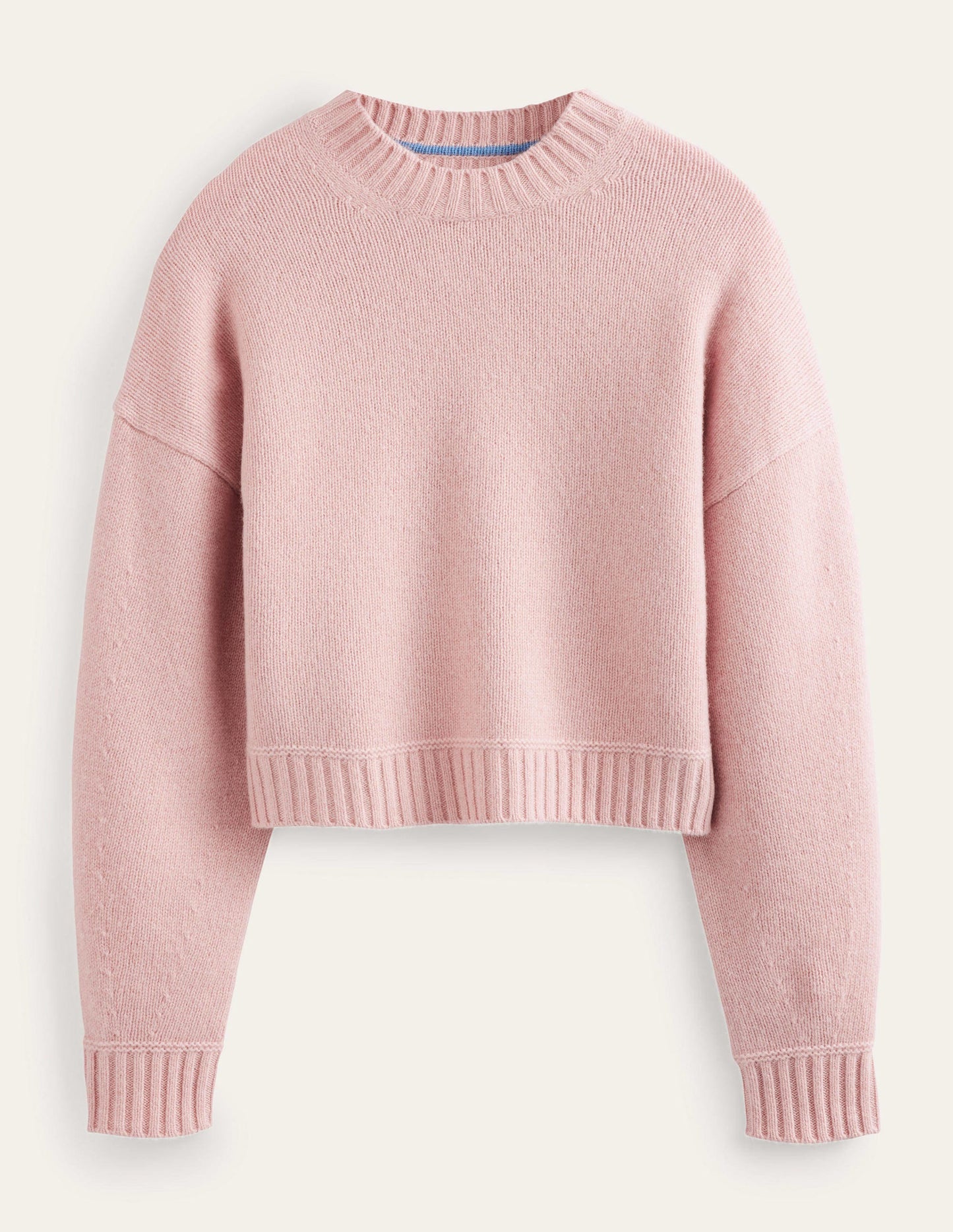 Brushed Wool Cropped Jumper-Chalky Pink