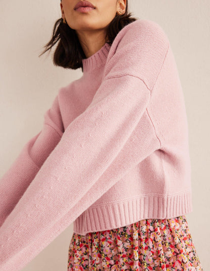 Brushed Wool Cropped Jumper-Chalky Pink-2
