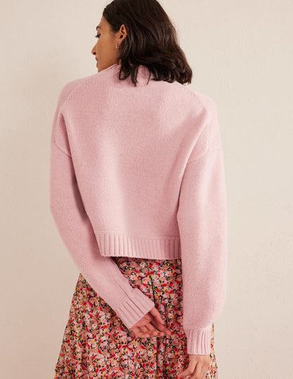 Brushed Wool Cropped Jumper-Chalky Pink-3