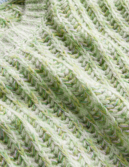 Wide Rib Fluffy Jumper-Green Marl-6