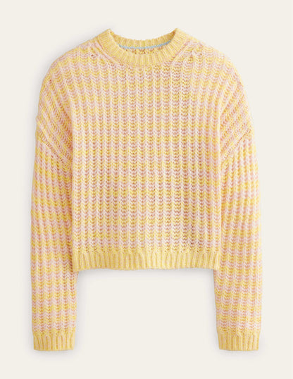 Wide Rib Fluffy Jumper-Yellow Marl