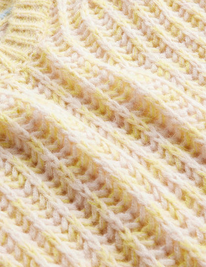 Wide Rib Fluffy Jumper-Yellow Marl