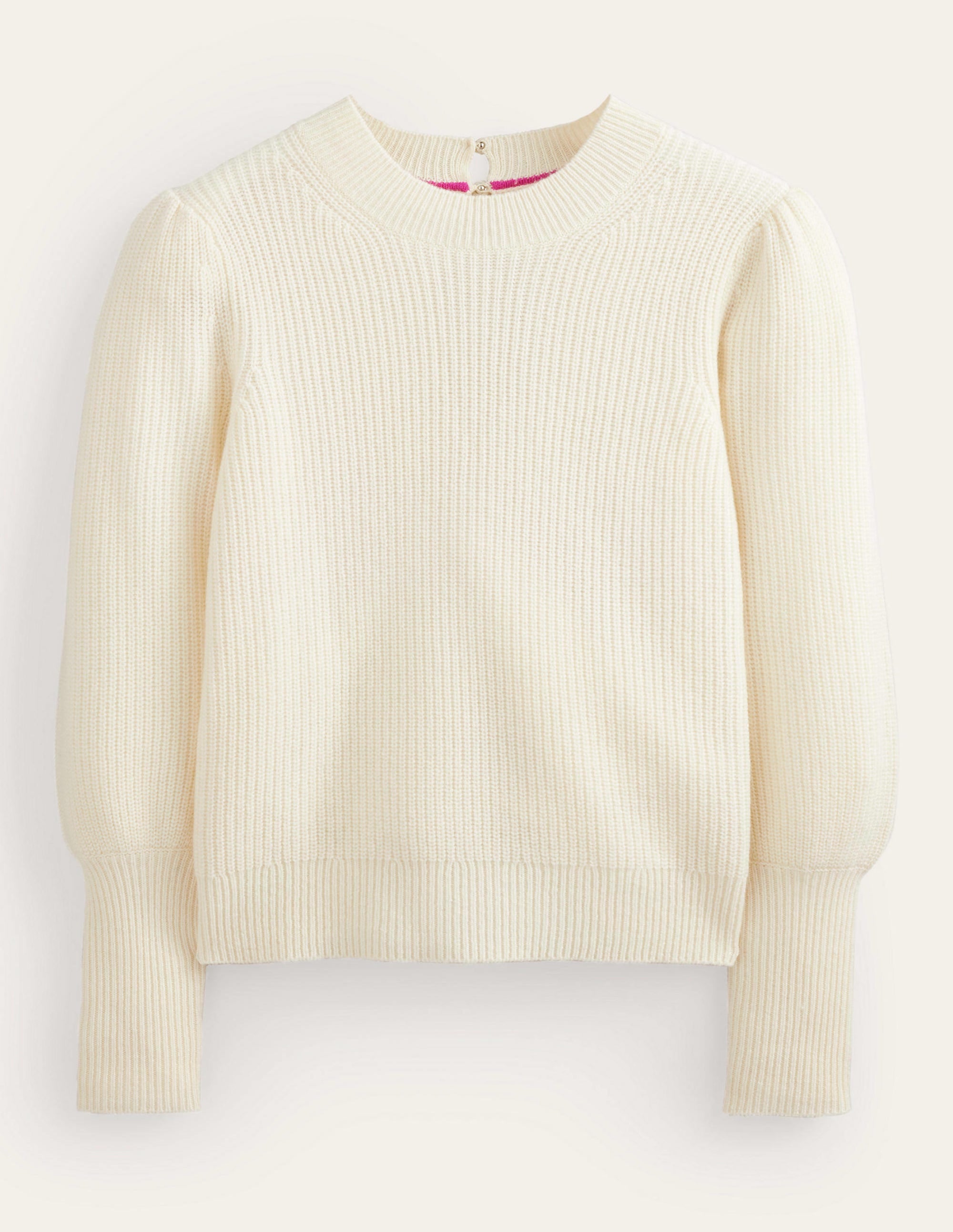 Key-Hole Cashmere Jumper-Warm Ivory - Image 5