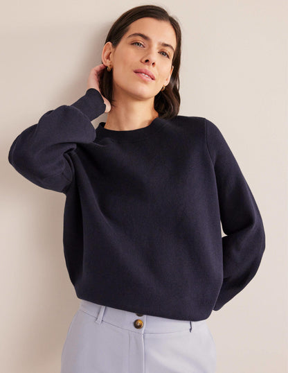 Crew Neck Jumper-Navy-1