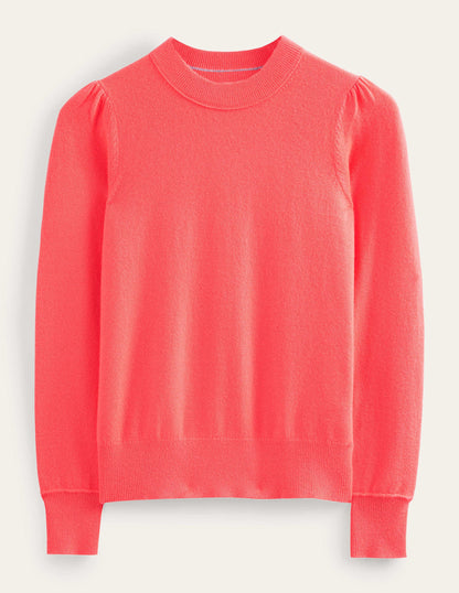 Cashmere Puff Shoulder Jumper-Bright Watermelon-6
