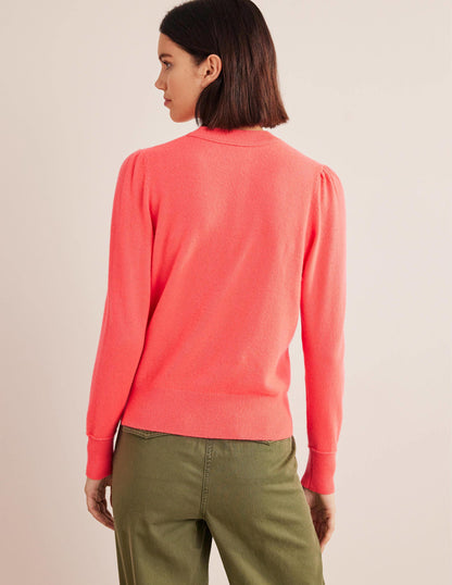 Cashmere Puff Shoulder Jumper-Bright Watermelon-3