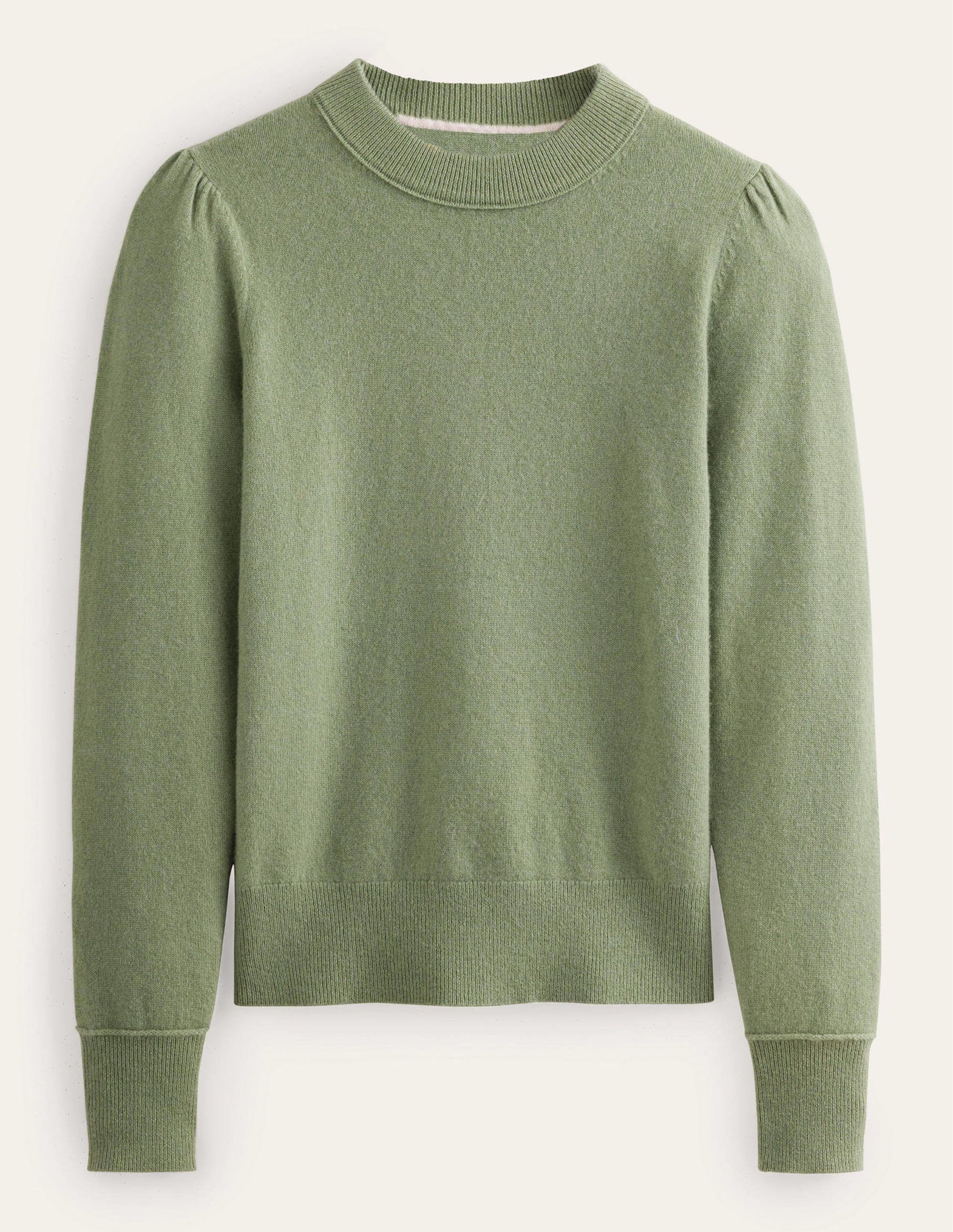 Cashmere Puff Shoulder Jumper-Stone Green-5
