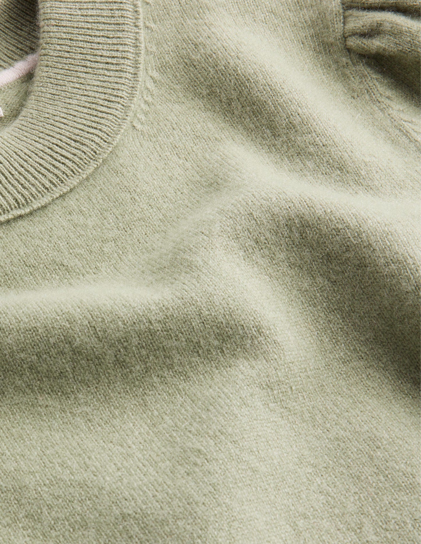 Cashmere Puff Shoulder Jumper-Stone Green