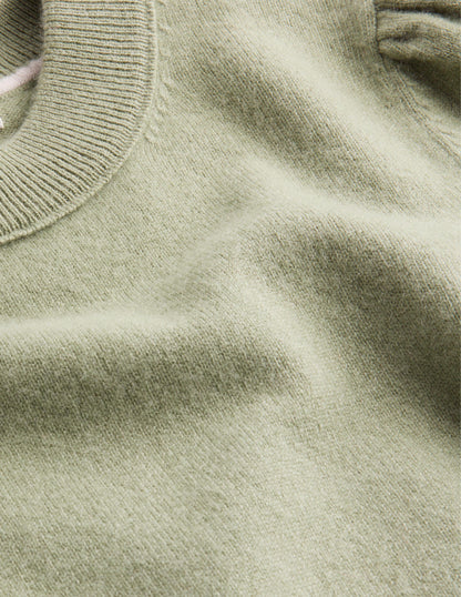 Cashmere Puff Shoulder Jumper-Stone Green-6