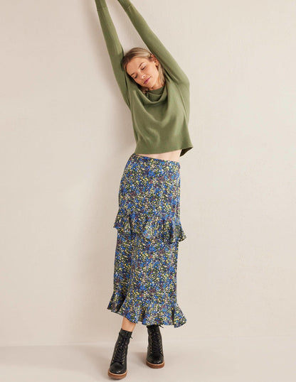 Cashmere Puff Shoulder Jumper-Stone Green-4