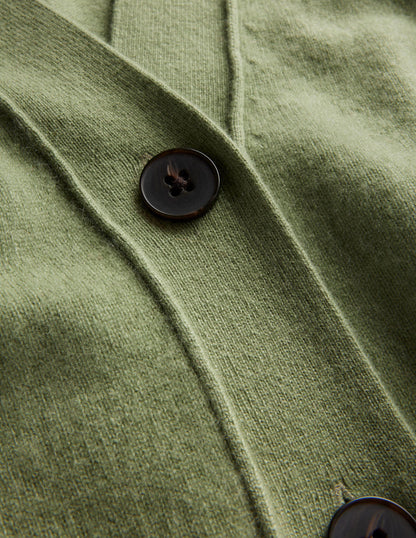 Cashmere V-neck Cardigan-Stone Green-6