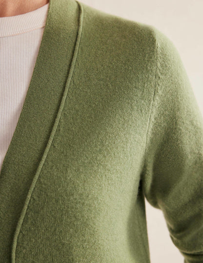 Cashmere V-neck Cardigan-Stone Green-2