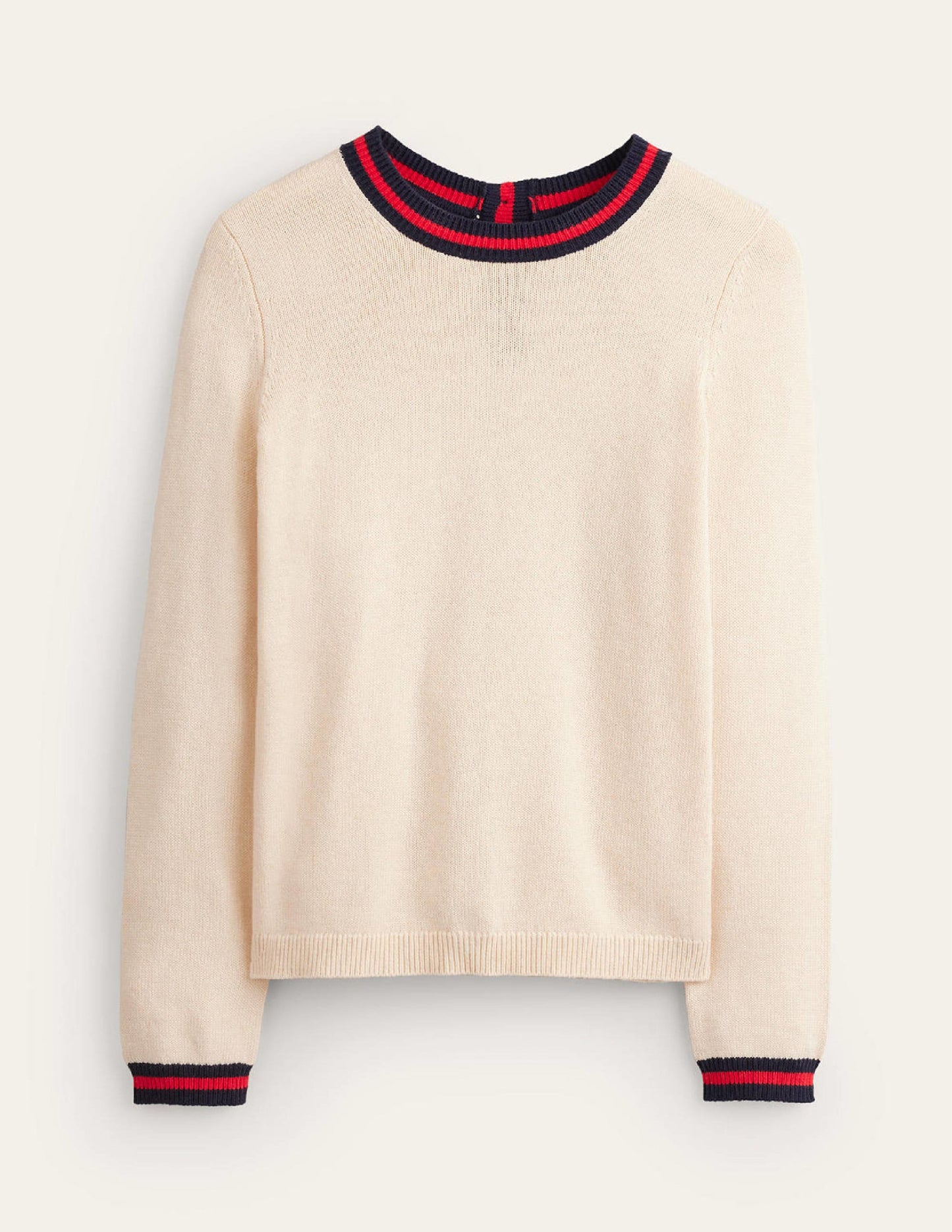 Cecily Button Back Jumper-Warm Ivory, Brand Stripe