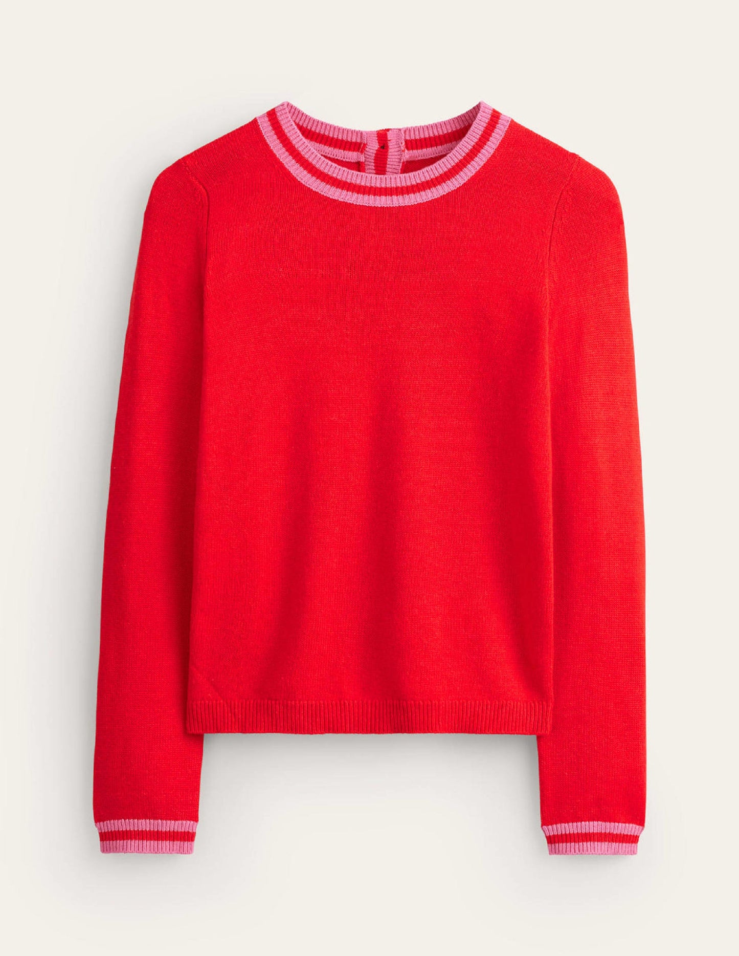 Cecily Button Back Jumper-Post Box Red, Brand Stripe
