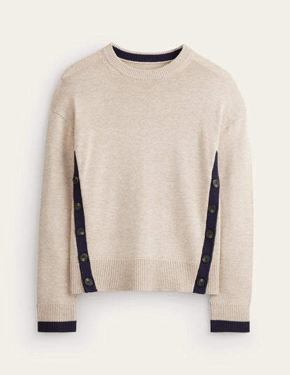 Alma Contrast Trim Jumper-Chinchilla Melange, Navy-5