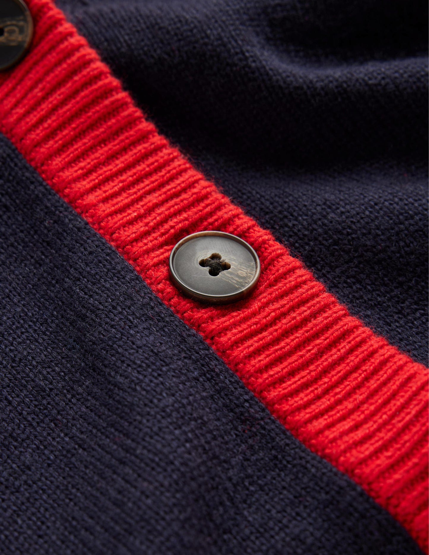 Alma Contrast Trim Cardigan-Navy, Post Box Red