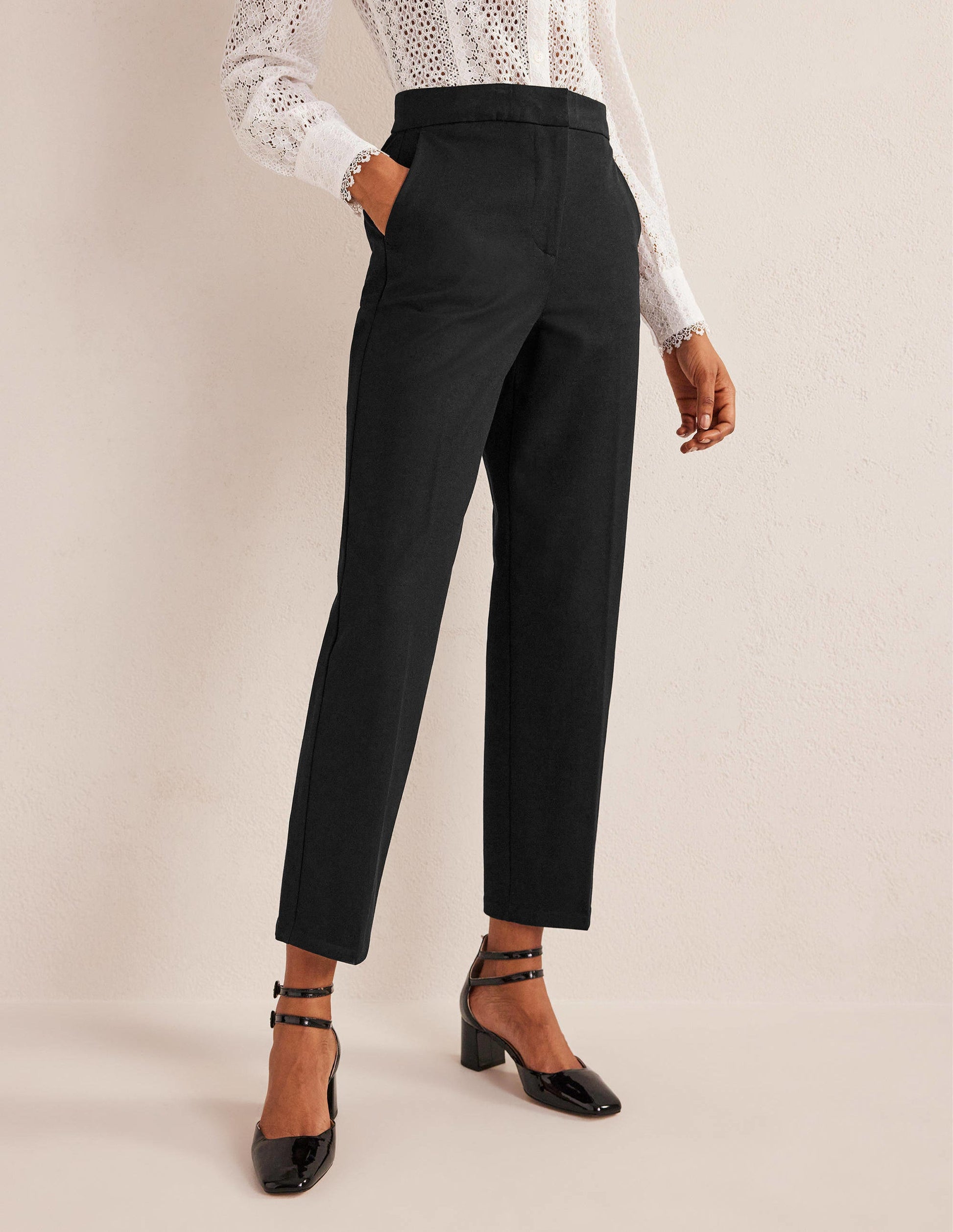 Bi-Stretch Tapered Trousers-Black-4