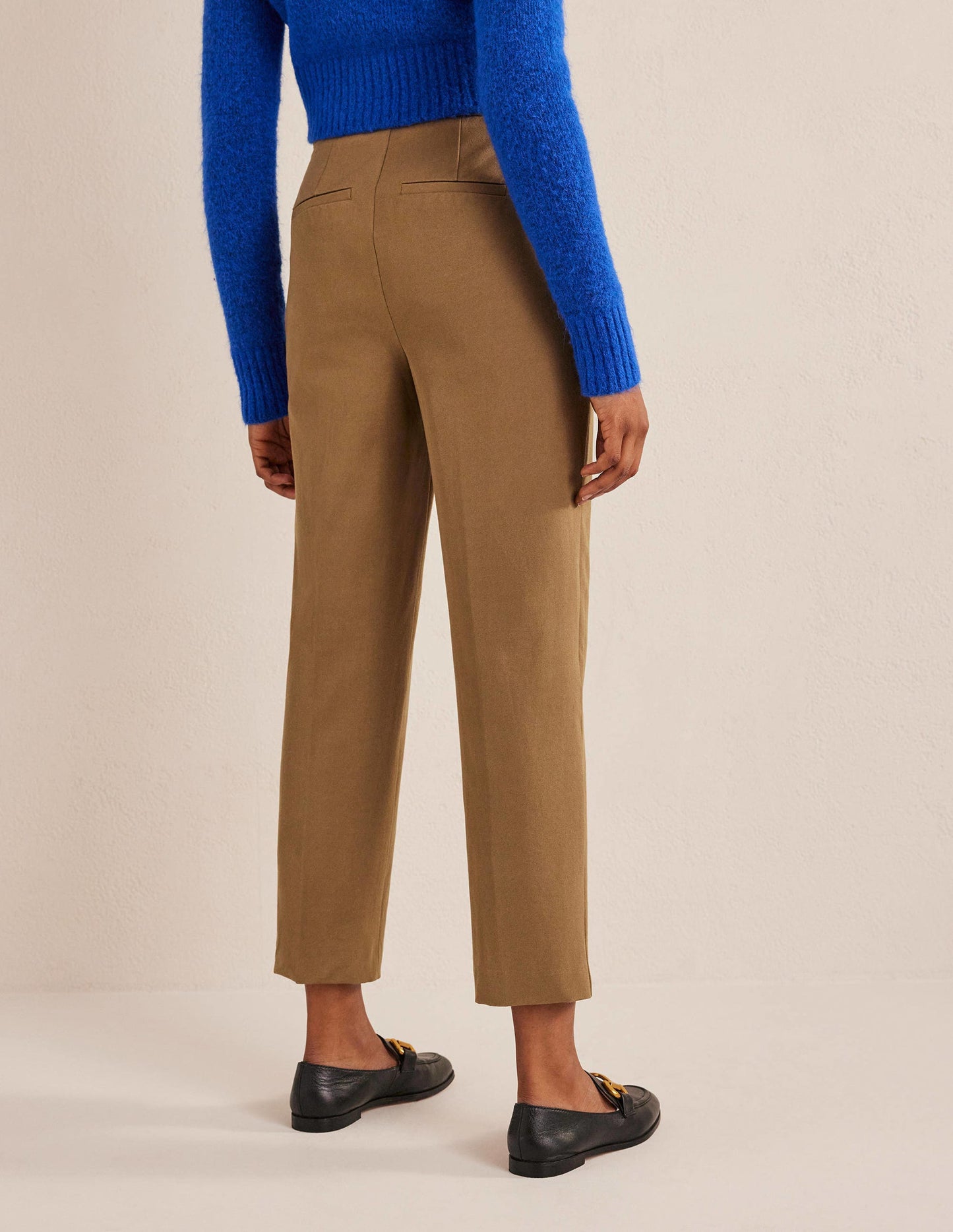 Bi-Stretch Tapered Trousers-Caramel Cream