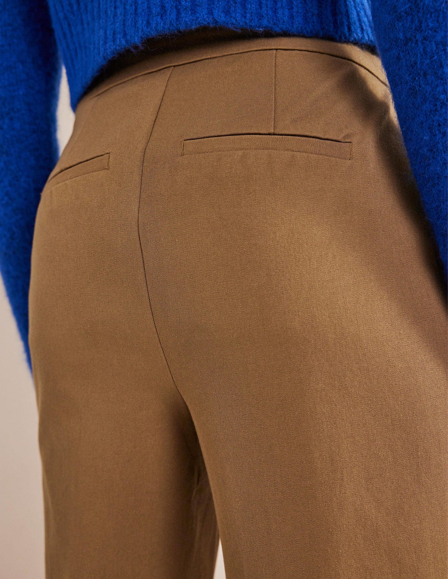 Bi-Stretch Tapered Trousers-Caramel Cream
