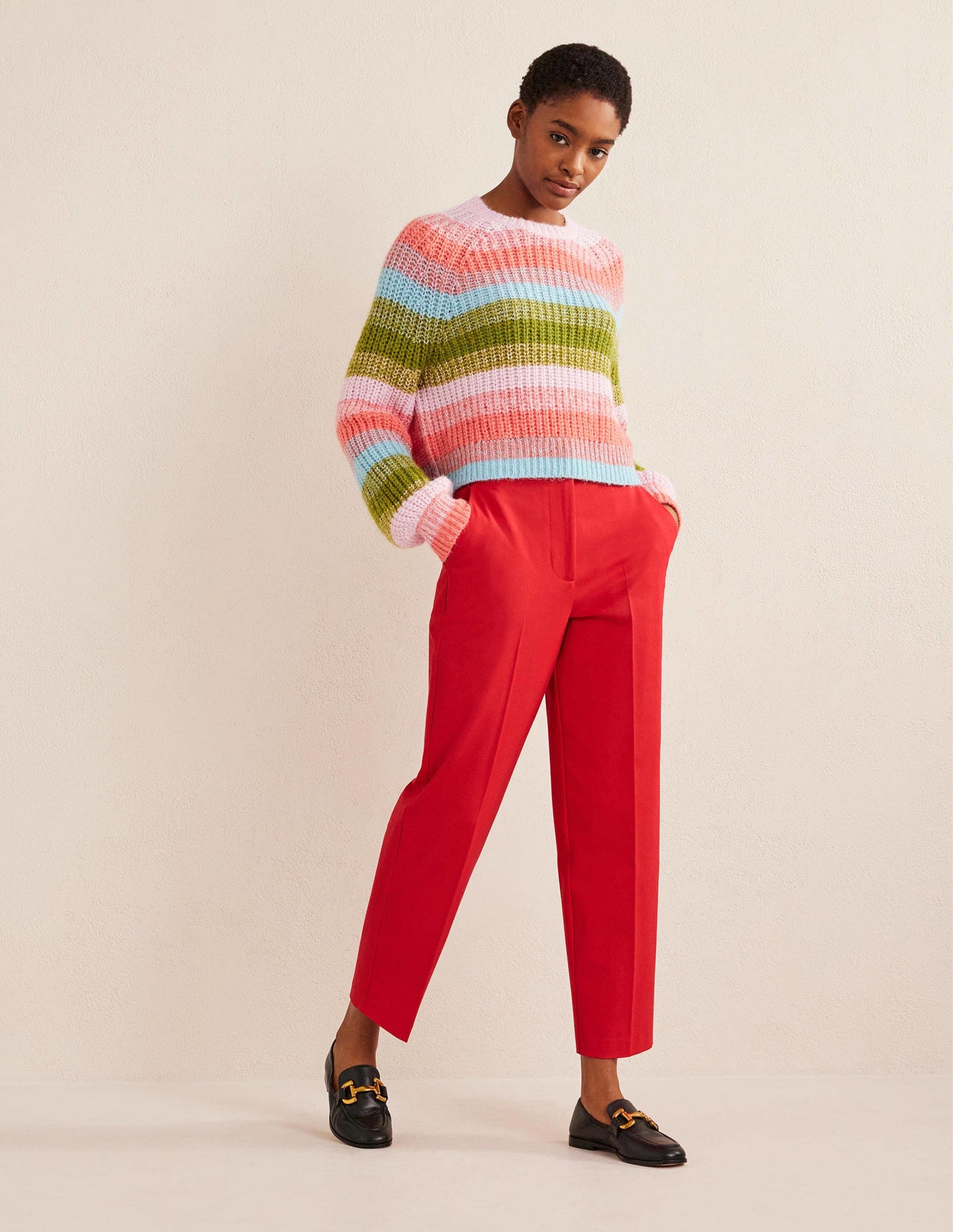 Bi-Stretch Tapered Trousers-Camellia